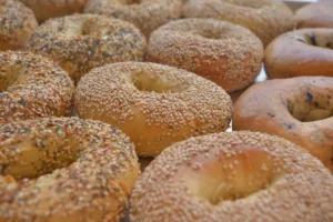 Close-up of many bagels