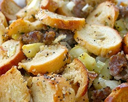 Recipes | Everything Bagel Sausage & Apple Dressing | Bruegger's Bagels