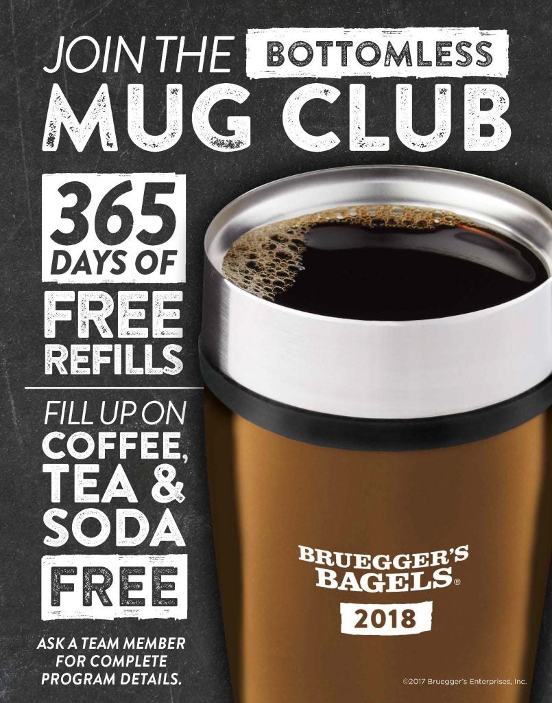 Join the 2018 Bottomless Mug Club Bruegger's Bagels