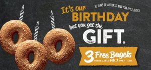 Bruegger's Bagels 35th Birthday- 3 Free Bagels