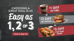 Bruegger's 1-2-3 off Promotion