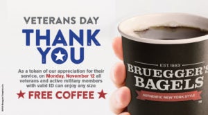 Veterans Day free coffee offer