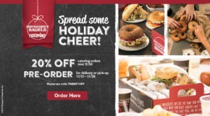 Bruegger's 20% off catering offer