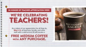 Free Medium Coffee for teachers