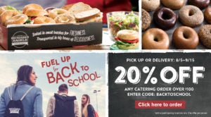 20% off Bruegger's Catering over $100