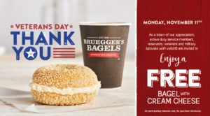 Veterans Day Free Bagel Promotion