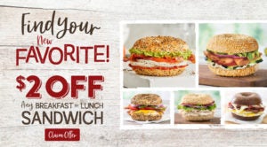 $2 off Any Breakfast or Lunch Sandwich