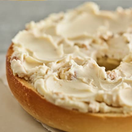 Toasted Brueggers Bagel With Honey Walnut Cream Cheese